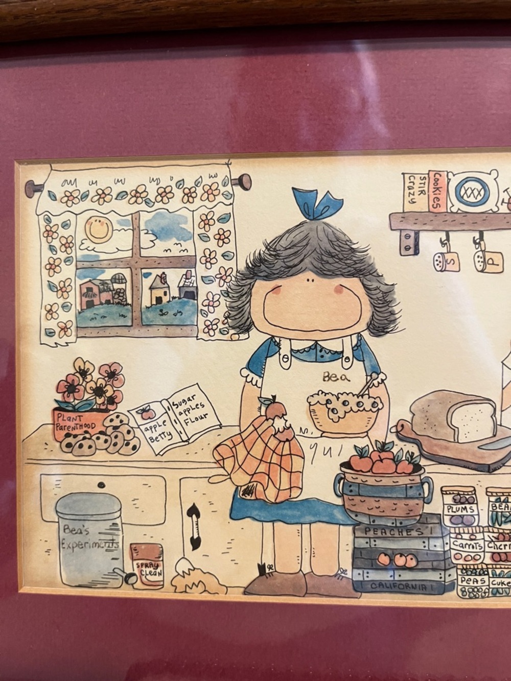 MCM PICTURE 1979 Gay Felton SIGNED & DATED / Whimsical Country Kitchen VTG 9”x11 - Picture 5 of 6